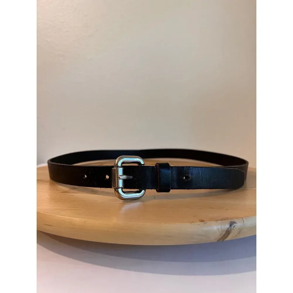 Fossil Dark Brown Worn in Genuine Leather Silver Buckle Belt Size Medium